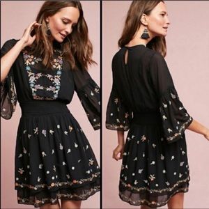 Anthro Maeve Anfisa Embroidered Floral Dress sz 8